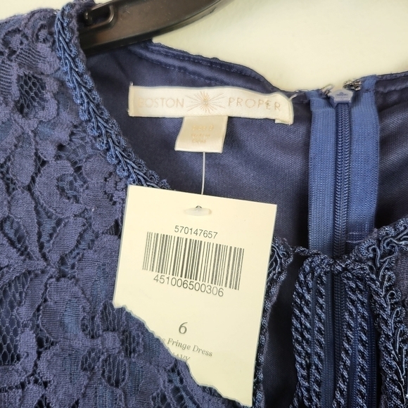 Boston Proper lace overlay sheath dress Size 6 NWT Navy Cocktail Party Formal - Picture 5 of 5